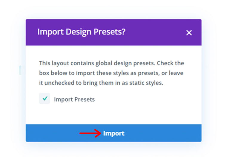 Faceți clic pe butonul Import