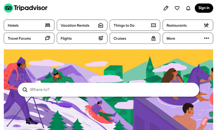 Trip Advisor — пример веб-сайта каталога