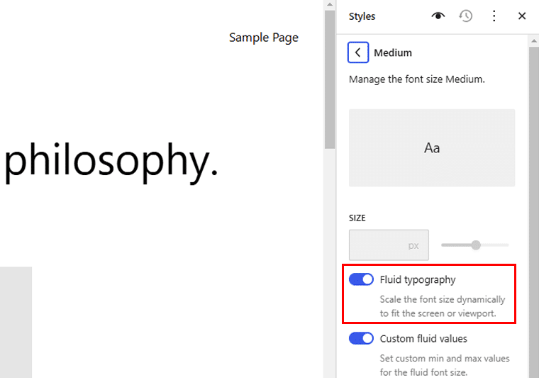 Funzionalità di tipografia fluida