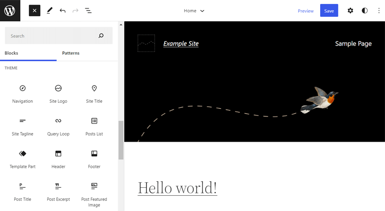 Layar Depan Editor Situs Lengkap WordPress
