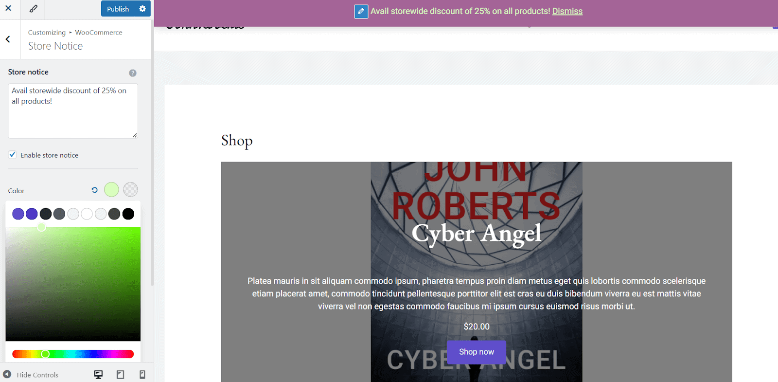 Bearbeiten Sie den Shop-Hinweis der Woocommerce-Shop-Seite