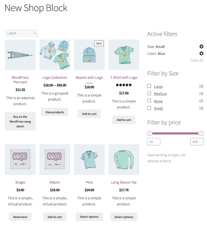 Woocommerce-Shop-Seiteneditor: Hinzufügen eines neuen Shop-Blocks