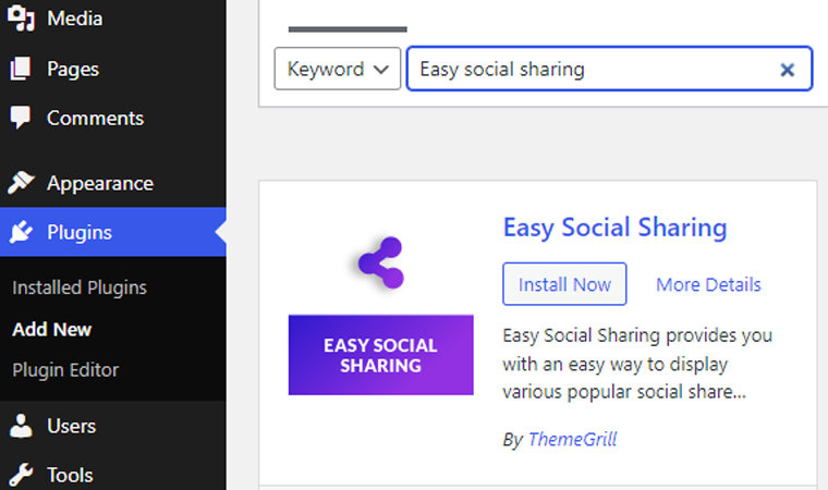 Пример плагина WordPress Easy Social Sharing для WordPress и Tumblr