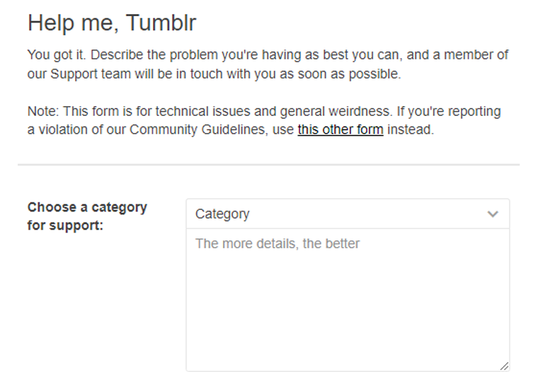 Tumblr Служба поддержки клиентов