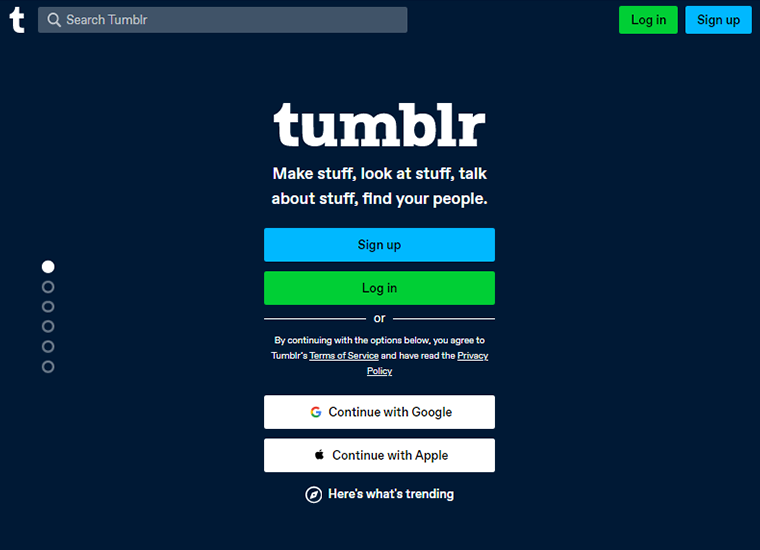 Бесплатная платформа для ведения блогов Tumblr