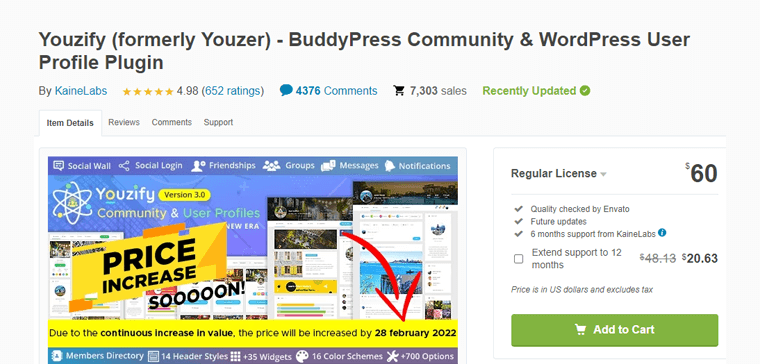Costruttore di comunità Youzify WordPress