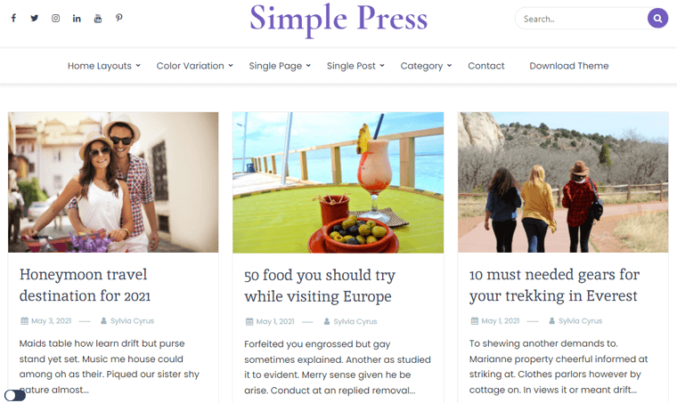 Teme de grilă pentru apăsare simplă-WordPress