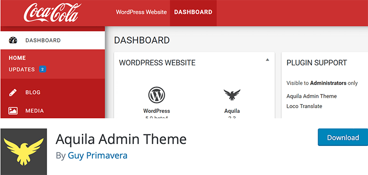 Aquila Admin Theme — Плагин панели управления WordPress