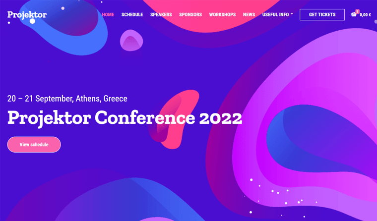 用于活动网站的 Projektor WordPress 主题