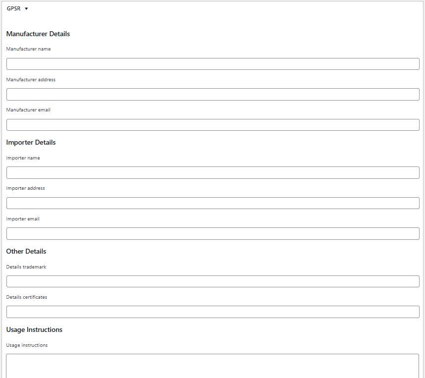 Importer des produits avec des détails pour GPSR dans WooCommerce
