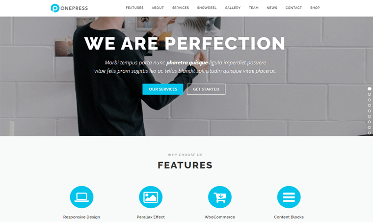 ธีม WordPress หน้าเดียวฟรี OnePress