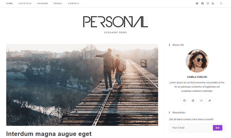 ธีม WordPress เว็บไซต์ส่วนตัวของ OceanWP