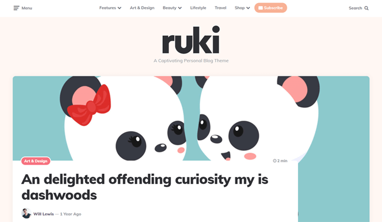 ธีม WordPress บล็อกส่วนตัวของ Ruki