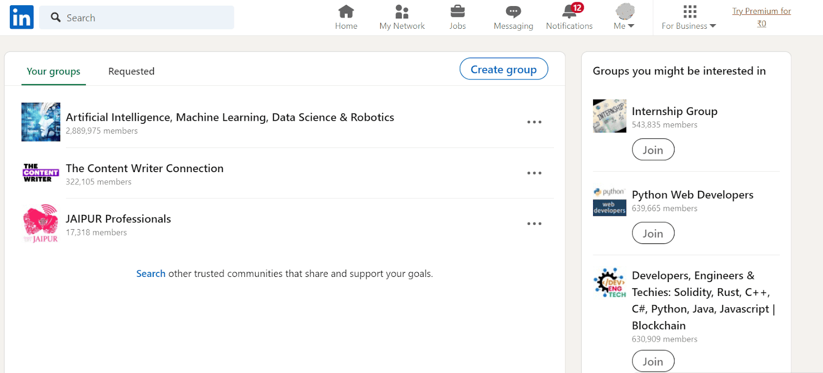 Crie ou encontre grupos para afiliados no LinkedIn