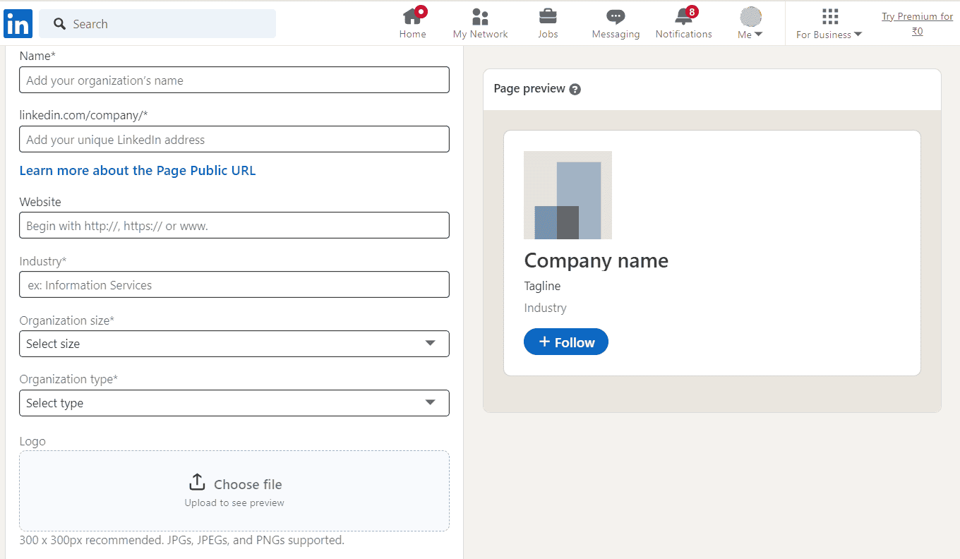 Como encontrar afiliados no LinkedIn_linkedIn Business Interface_company Registro
