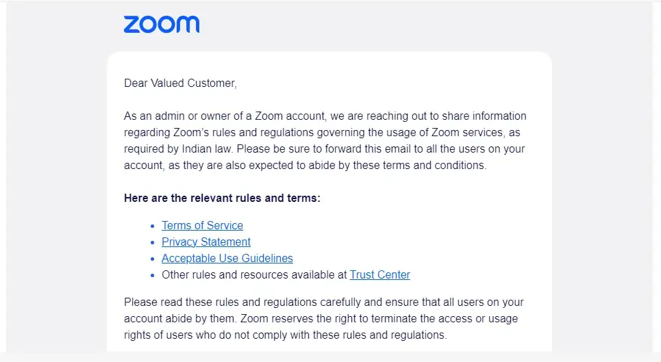 Notificaciones de actualización de funciones - Reunión de zoom