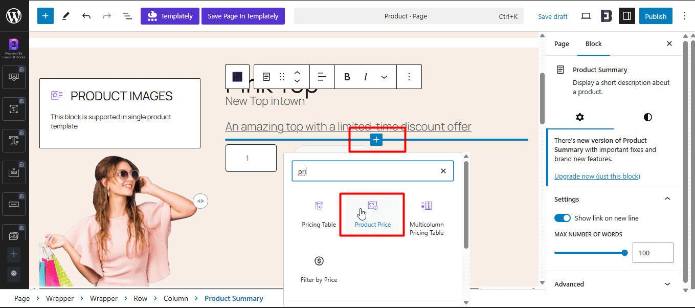 Produktpreisblock