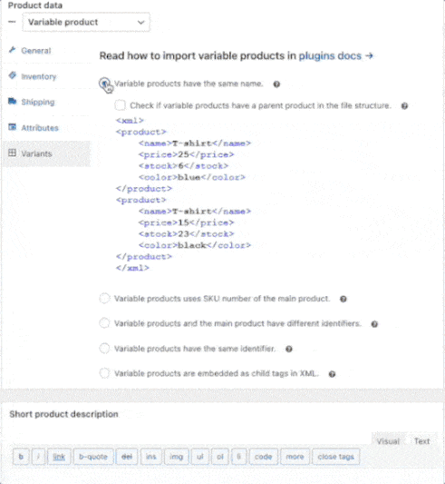 XMLまたはCSVファイルからデータをインポートすることにより、WooCommerceに変数製品を追加します