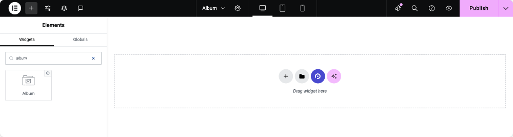 Drag & Drop das Album -Widget