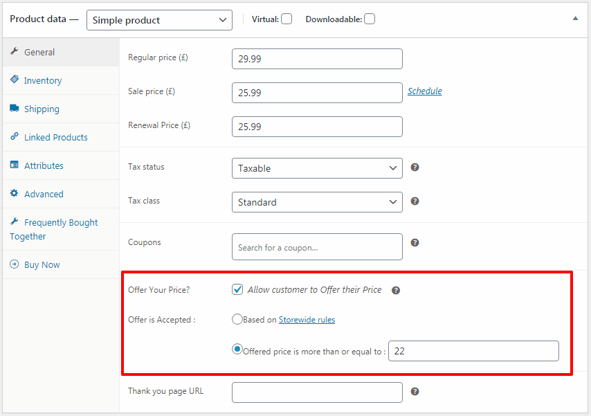 Donaciones de WooCommerce con el complemento de oferta de su precio