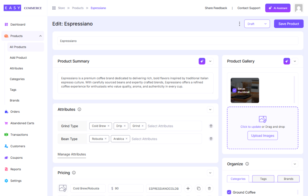 Dodaj produkt easyCommerce