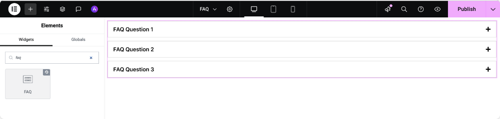 FAQウィジェットを追加します
