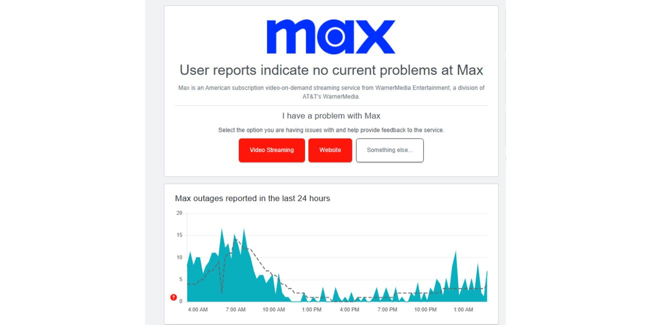 تحقق من حالة خادم HBO Max