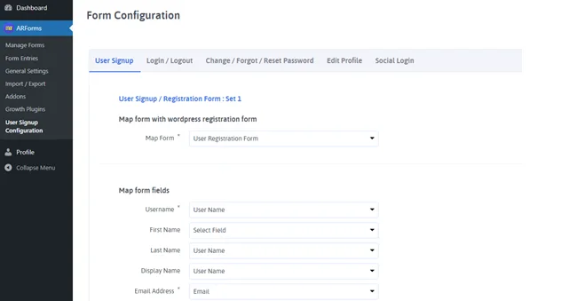Configurar los ajustes de registro de registro de usuario