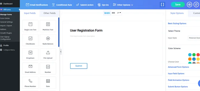 Agregar campos del formulario de registro