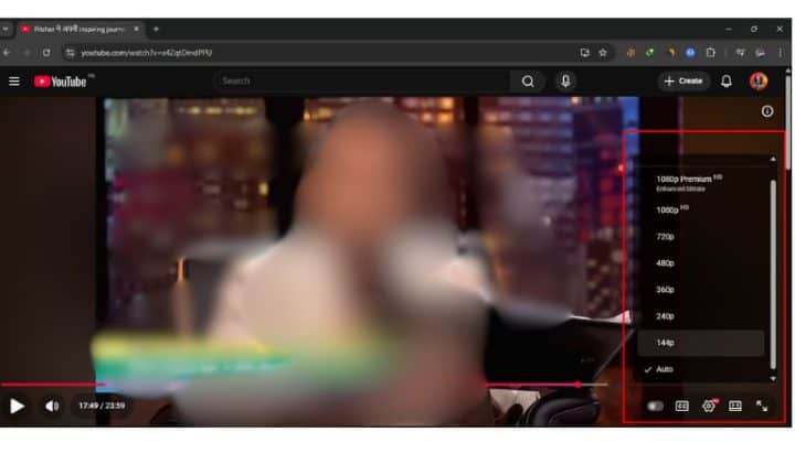 Ręcznie ustaw jakość filmu na YouTube