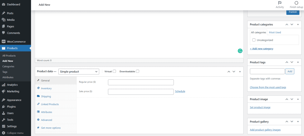 WooCommerce 플러그인 사용자 정의 옵션