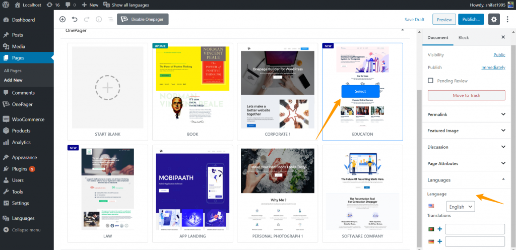 WPOnepager 10으로 다국어 WordPress 웹 사이트를 만드는 방법