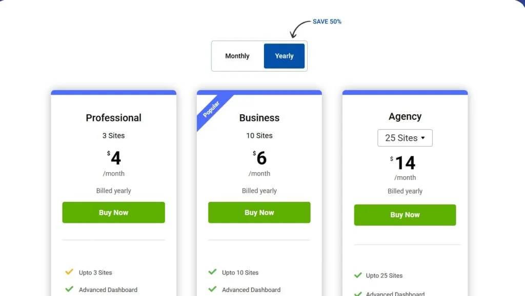 WPLP 定價頁面和詳細信息