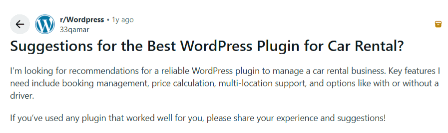 Bestes WordPress-Plugin für Autovermietung