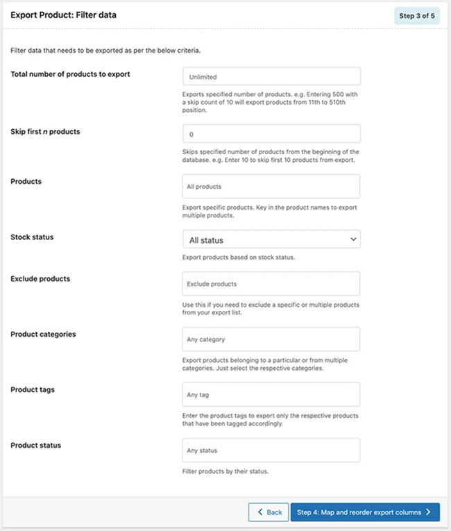 กรองข้อมูลการส่งออก