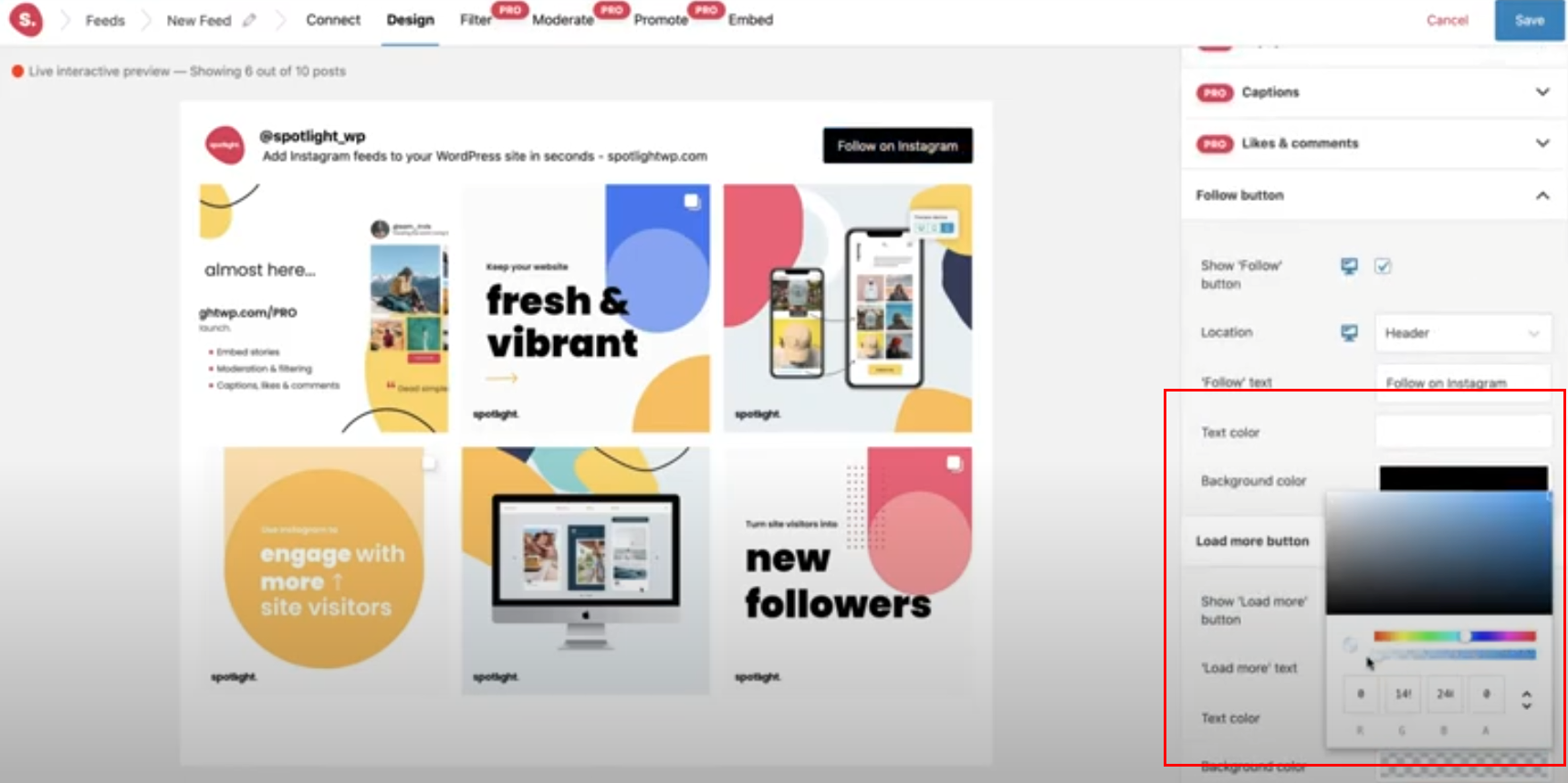 Spotlight ソーシャル メディア フィードの追加機能