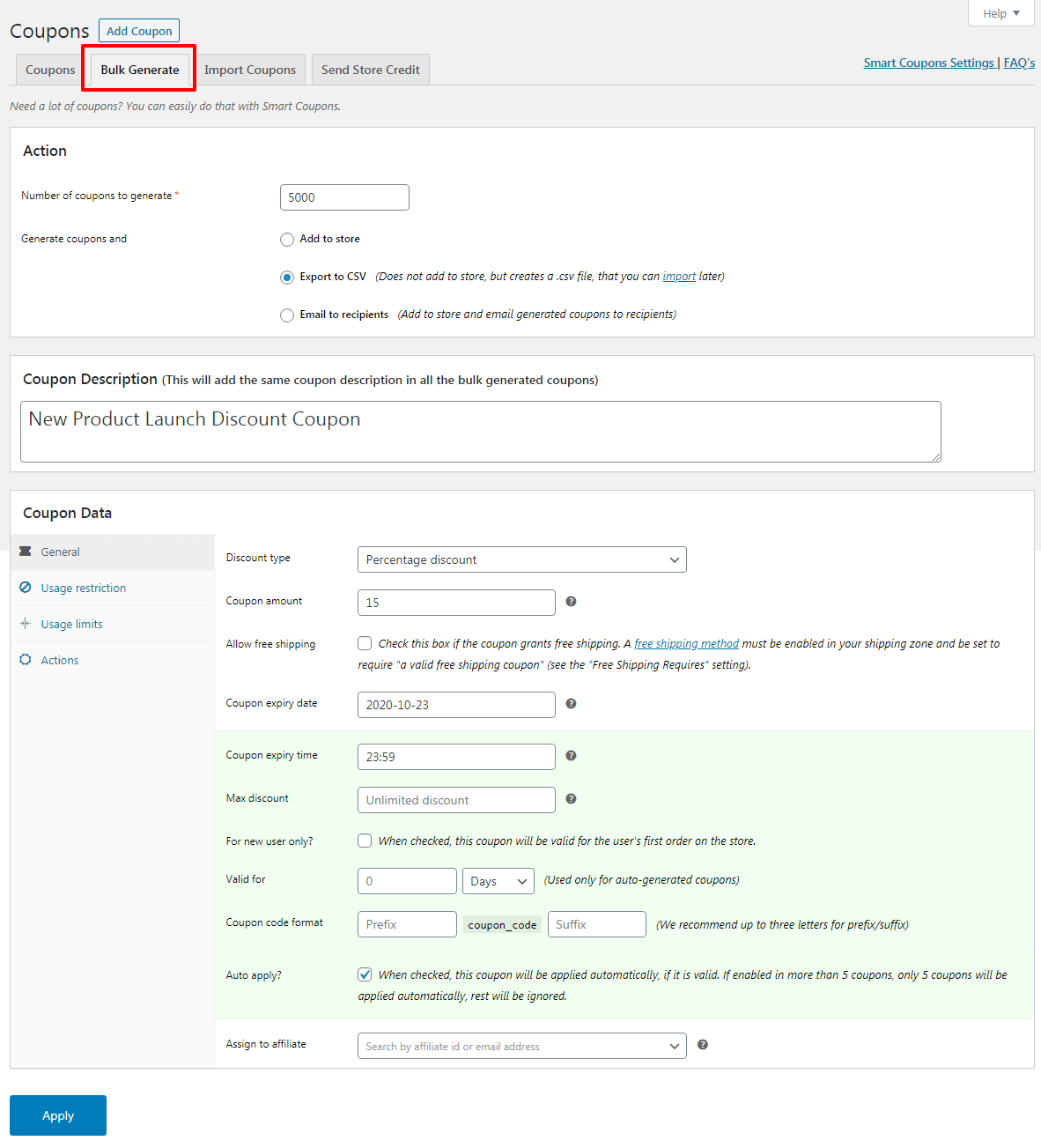 WooCommerce クーポン生成プラグイン スマート クーポン