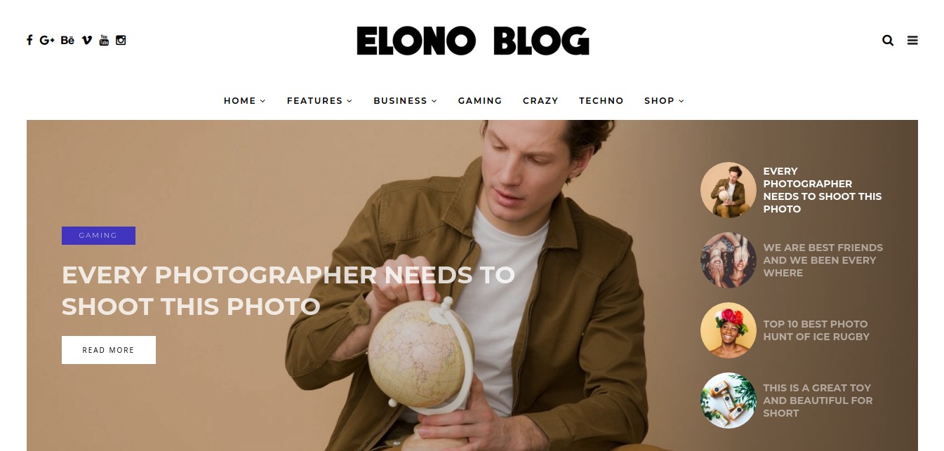 Elono - Tema da revista do blog WordPress