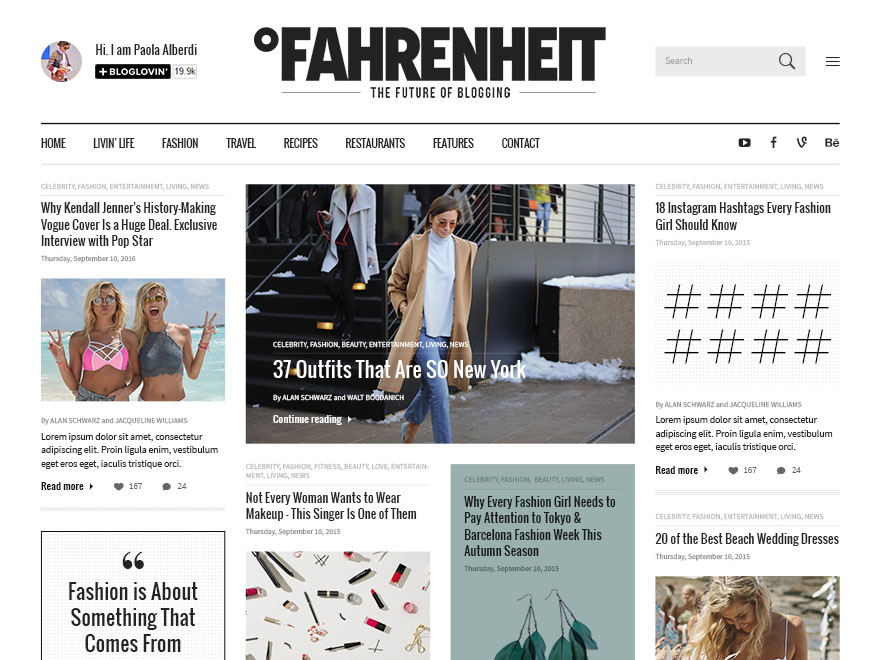 Fahrenheit - Tema de blog pessoal responsivo do WordPress