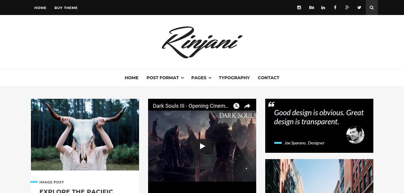 Rinjani – um tema de blog de grade responsivo