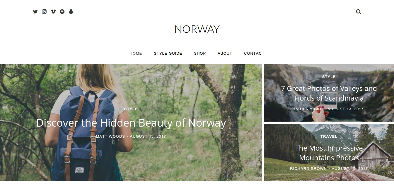 Noruega – Tema responsivo da revista do blog de viagens do WordPress