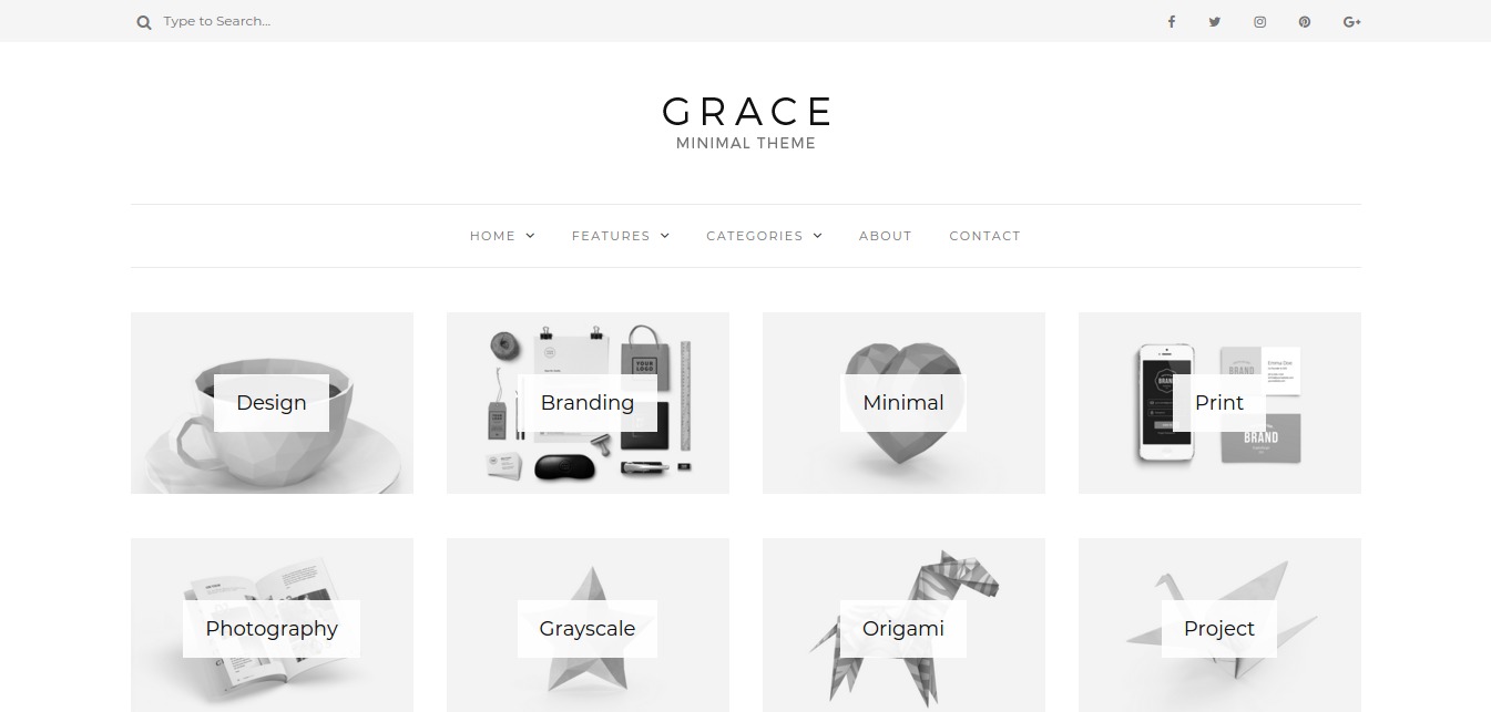 Grace - Tema de blog WordPress mínimo