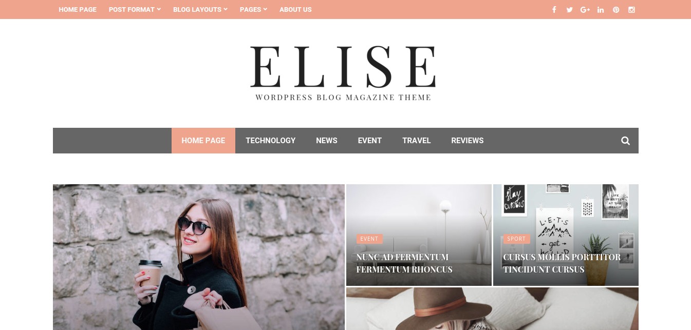 Elise – WordPress Blog Magazine e Tema do Blog