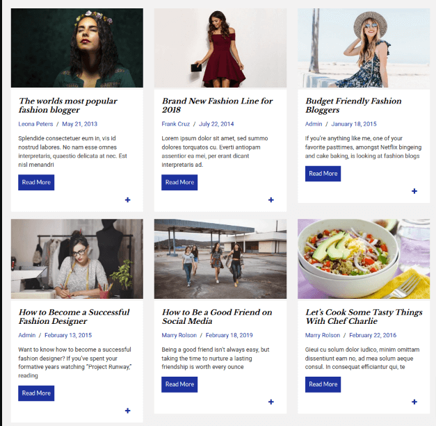 Minimale Grid-Blog-Vorlage
