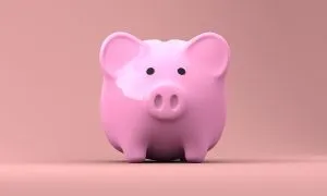 ピンクの貯金箱。