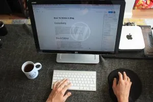 一个人在他的博客上使用 WordPress