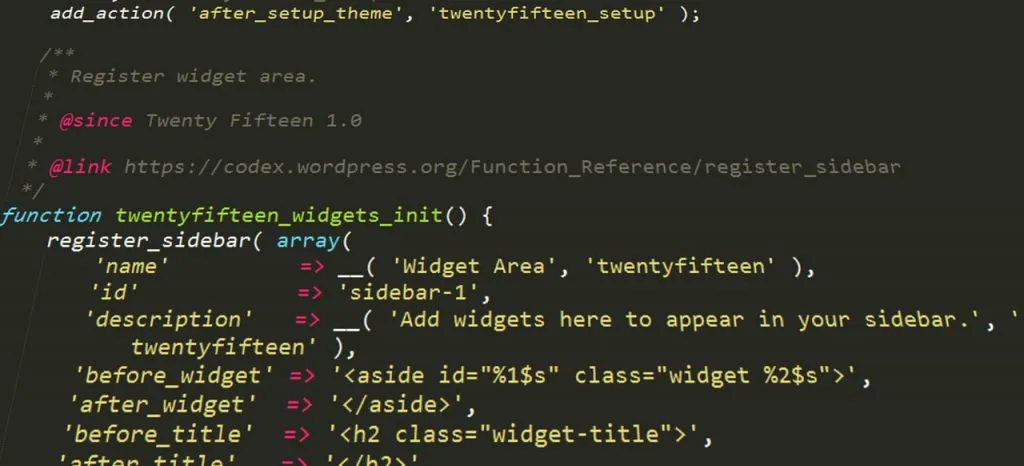 Tema widget'ını başlatmak için JavaScript kodunun bir parçası.