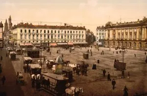 Una foto antigua de una ciudad.