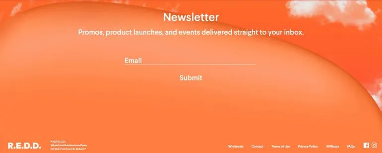 reddbar.com의 WordPress 바닥글 디자인 스크린샷