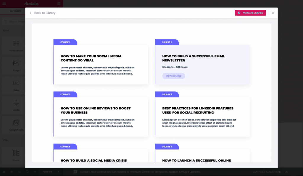 템플릿 표시 Elementor template import